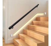 Mains courantes pour escaliers noires, Kit de support de rampe de main courante d'escalier moderne, rampe d'escalier en métal galvanisé de sécurité pour la décoration intérieure 30-600 cm(90cm)