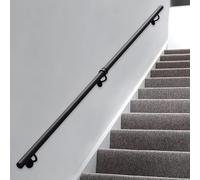 Mains courantes pour escaliers, Tube rond de main courante sécurité d'escalier en fer forgé avec supports 30-600 cm intérieur extérieur(2.6ft/80cm)