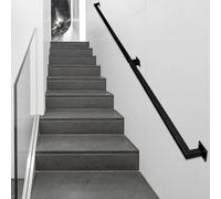Mains courantes, Rampes D'escalier De 30 À 600 Cm, Rampe D'escalier À Montage Mural En Métal Noir, Balustre D'escalier Antidérapant De Sécurité, Kit Complet(2ft/60cm)
