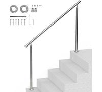 Mains courantes VEVOR pour escaliers extérieurs, kit de main courante d'escalier de 59 pouces/150 cm, rampe de transition en acier inoxydable avec kit de montage, mains courantes d'escalier à double c