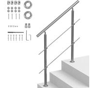 Mains courantes VEVOR pour escaliers extérieurs, longueur 39,4 pouces, 2 barres transversales, kit de main courante d'escalier, rampe de transition en acier inoxydable avec kit de montage, mains coura
