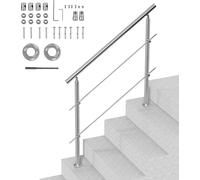 Mains courantes VEVOR pour escaliers extérieurs, longueur 47,2 pouces, 2 barres transversales, kit de main courante d'escalier, rampe de transition en acier inoxydable avec kit de montage, mains coura