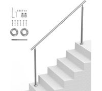 Mains courantes VEVOR pour escaliers extérieurs, set de mains courantes d'escalier de 180 cm, garde-corps de transition en inox avec kit de montage, mains courantes d'escalier à double colonne pour pe