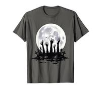 Mains de Zombie effrayantes Pleine Lune Horreur Halloween Saison effrayante T-Shirt