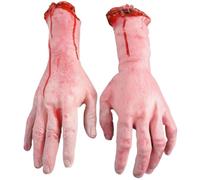 Mains d'Halloween, 1 paire de fausses mains coupées de 11, 8 pouces, fausses parties du corps sanglantes d'horreur, parties du corps 'Halloween en vinyle pour décoration maison hantée 'Hallow