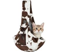 Mains Libre pour Animaux de Compagnie Sacoche Épaule en Polaire Chaude pour Extérieur Voyage Métro, Sac de Transport à Bandoulière pour Chien et Chat Sac à Bandoulière Charge Jusqu’à 7,5KG