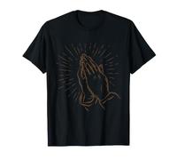 Mains priantes - Foi chrétienne et prière - Art de Ligne T-Shirt