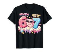 Maintenant J'Ai 6 Ans L'année Prochaine j'aurai 7 Ans Axolotl Ice Cream 67 Birthday T-Shirt