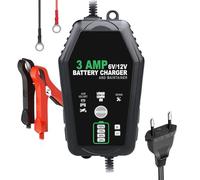 Mainteneur de batterie de voiture, chargeur de batterie de voiture - Chargeur de batterie 3A 6 V et 12 V pour voiture - Contrôle de bouton de chargeur lent automobile pour débutants pour voyages