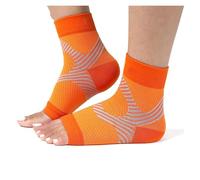 Maintien Cheville 1 paire de chaussettes compression for chevillères sport, manchons for fasciite plantaire, soutien du pied et la voûte . Soulagement douleur au talon tendinite d'Achille(Orange,L-XL)