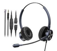 MAIRDI Casque de téléphone avec Microphone antibruit, binaural avec Prise RJ9 et connecteur 3,5 mm pour Centre d'appel de Bureau, téléphone Portable, PC, Ordinateur Portable, Fonctionne pour Cisco
