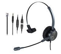 MAIRDI Casque de téléphone avec RJ9 et Prise Jack 3,5 mm pour Bureau, téléphone Portable, PC, Ordinateur Portable, Centre d'appel, Casque avec Microphone, Fonctionne pour Cisco 7941 7965 6941 7861