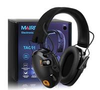 MAIRDI Protection auditive électronique pour tir, protection auditive avec 23 dB NRR, réduction du bruit et amplification sonore 4X, cache-oreilles de chasse avec 2 microphones, casque de tir pliable