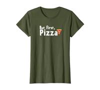 Mais d'abord, la pizza : un slogan gastronomique amusant T-Shirt, Femme, Olive, XL