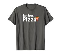 Mais d'abord, la pizza : un slogan gastronomique amusant T-Shirt, Homme, Asphalte, XL