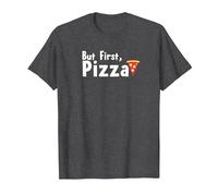 Mais d'abord, la pizza : un slogan gastronomique amusant T-Shirt, Homme, Chiné Foncé, XL