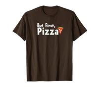 Mais d'abord, la pizza : un slogan gastronomique amusant T-Shirt, Homme, Marron, 3XL