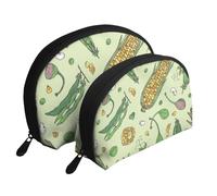 Maïs Pois Gousses Haricots Câpres, Trousse de Maquillage Coquille Femme Petit Porte-Monnaie Trousse de Toilette Trousse à cosmétiques 2 pièces