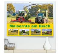 Maisernte am Deich (hochwertiger Premium Wandkalender 2026 DIN A2 quer), Kunstdruck in Hochglanz: Maisernte in der Osterstader Marsch - Schwere Maschinen im Ernteeinsatz