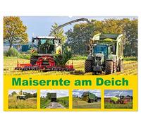 Maisernte am Deich (Wandkalender 2026 DIN A2 quer), CALVENDO Monatskalender: Maisernte in der Osterstader Marsch - Schwere Maschinen im Ernteeinsatz