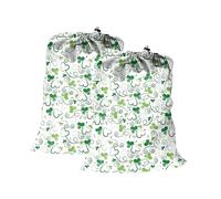 Maishijie Lot de 2 sacs à linge robustes en toile de coton, 45 x 65 cm, très durables, sacs de rangement pour jouets, vêtements sales, cordon de serrage avec cordon de serrage (Shamrock)