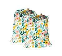 Maishijie Lot de 2 sacs à linge robustes en toile de coton, 45 x 65 cm, très durables, sacs de rangement pour jouets, vêtements sales, cordon de serrage avec cordon de serrage (printemps)