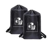 Maishijie Lot de 2 sacs à linge robustes en toile de coton, 45 x 65 cm, très durables, sacs de rangement pour jouets, vêtements sales, cordon de serrage avec cordon de serrage (Noir-1)
