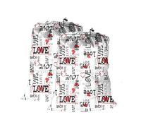 Maishijie Lot de 2 sacs à linge robustes en toile de coton, 45 x 65 cm, très durables, sacs de rangement pour jouets, vêtements sales, cordon de serrage avec cordon de serrage (Amour)