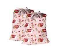Maishijie Lot de 2 sacs à linge robustes en toile de coton, 45 x 65 cm, très durables, sacs de rangement pour jouets, vêtements sales, cordon de serrage avec cordon de serrage (Chien)