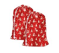 Maishijie Lot de 2 sacs cadeaux géants, pour cadeaux, anniversaire, mariage, Noël, rangement, linge (Rouge-L)