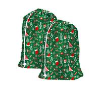 Maishijie Lot de 2 sacs cadeaux géants, pour cadeaux, anniversaire, mariage, Noël, rangement, linge (Vert-L)