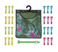 Maishijie Lot de 24 pinces à linge souples avec sac, robustes, antidérapantes pour séchage à l'air libre avec bande coupe-vent (6 vertes, 6 bleues, 6 jaunes)