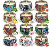 MAISITOO 12 Constellations Tin Bougies Parfumées Ensemble CadeauCire de Soja Naturel pour L'aromathérapie,Mariage,Bath,Yoga,Cadeau de Fête des Mères et La Saint Valentin Voyage