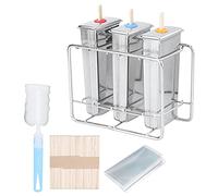 Maison 304 Moule de crème glacée en acier inoxydable Diy avec un kit de brosse de nettoyage outil de cuisine (3 consecutive flat head flat plate + stainless)