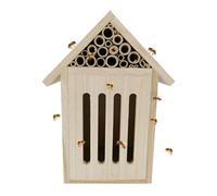 Maison à abeilles en bois - Boîte à abeilles naturelle avec hôtel papillon, construction résistante aux intempéries, design robuste | Décoration de jardin pour abeilles pollinisatrices coccinelles
