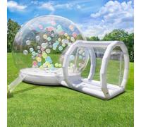 Maison à bulles gonflable avec trampoline, dôme gonflable avec ventilateur et pompe, diamètre tente de jardin étanche en PVC de qualité commerciale pour l'extérieur, fête