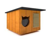 Maison à Chat Extérieur Chalet Pin Grotte Hiver Isolé Bois 56x47cm 8657