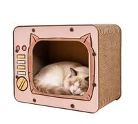 Maison à gratter Interactive pour Chat, lit en Carton en Forme de TV, Planche à gratter antidérapante pour Chatons d'intérieur, Jouets, Protection de Meubles, Emploi, Formation, toilettage d'animaux