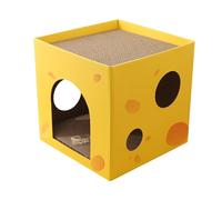 Maison à gratter pour chat en carton - Maison de jeu pour chat d'intérieur pliable carrée - Maison de jeu pour chat pour l'intérieur, protection des meubles, griffoir en carton ondulé pour chat