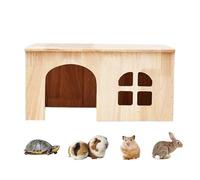 Maison à lapin pour l'intérieur - 39 x 24 x 24 cm - Grande porte de fenêtre en bois pour animaux de compagnie - Niche aérée - Pour hamsters, gerbilles, chinchillas, hérissons, furets qui se reposent