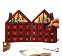 Maison à LED en bois réutilisable, 24 tiroirs, pour décorer votre propre | Cinq lumières LED intégrées projettent une ambiance douce et chaude sur la scène festive, ce qui fait de ce calendrier une