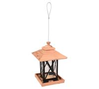 Maison À Oiseaux Flamant Rose Leya Métal Bois Noir Marron 22x22x32 Cm