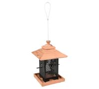 Maison À Oiseaux Flamant Rose Nourriture 22x22x32cm Métal/Bois Noir/Marron