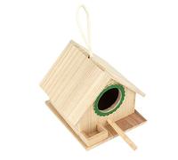 Maison à Oiseaux Marron, Nid D'oiseau Intéressant et Robuste, Maison en Bois Suspendue, Mangeoire à Oiseaux, Boîte d'alimentation, Station de Repos avec Ventouse (Green)