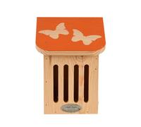 Maison à papillons, avec toit coloré avec silhouette papillon.