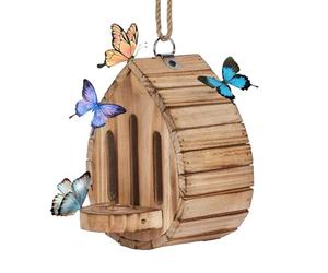Maison à papillons en bois en forme de larme à suspendre avec corde Habitat et mangeoire 2 en 1 pour papillons de nuit, abeilles, insectes pour décoration de jardin