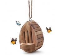 Maison à Papillons pour l'extérieur, Habitat et mangeoire en Bois en Forme de Goutte d'eau avec Corde pour décoration de Jardin, mangeoires pour l'extérieur