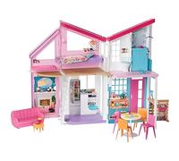 Maison à Poupées - Barbie - Malibu - 2 Étages - Plus de 15 Accessoires - Jouet pour Enfant