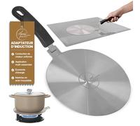 Maison Abodo Plaque Adaptateur Induction 20cm avec Poignée Amovible | Ne Change Pas de Couleur | Adaptateur Plaque Induction pour Casseroles Moka, Verre & Aluminium sur Gaz & Électrique