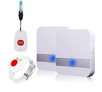 Maison Alerte Alarme sans Fil Patiente Personne ÂGéE Personnelles SystèMe D'Alarme Plug Version Et Bouton D'Appel d'urgence Alarme Pager avec Bracelet Durgence (2 à 2 Blanc)